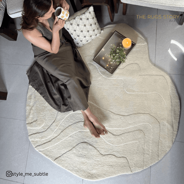 Terrain Round Off White Handmade Rugrugs
