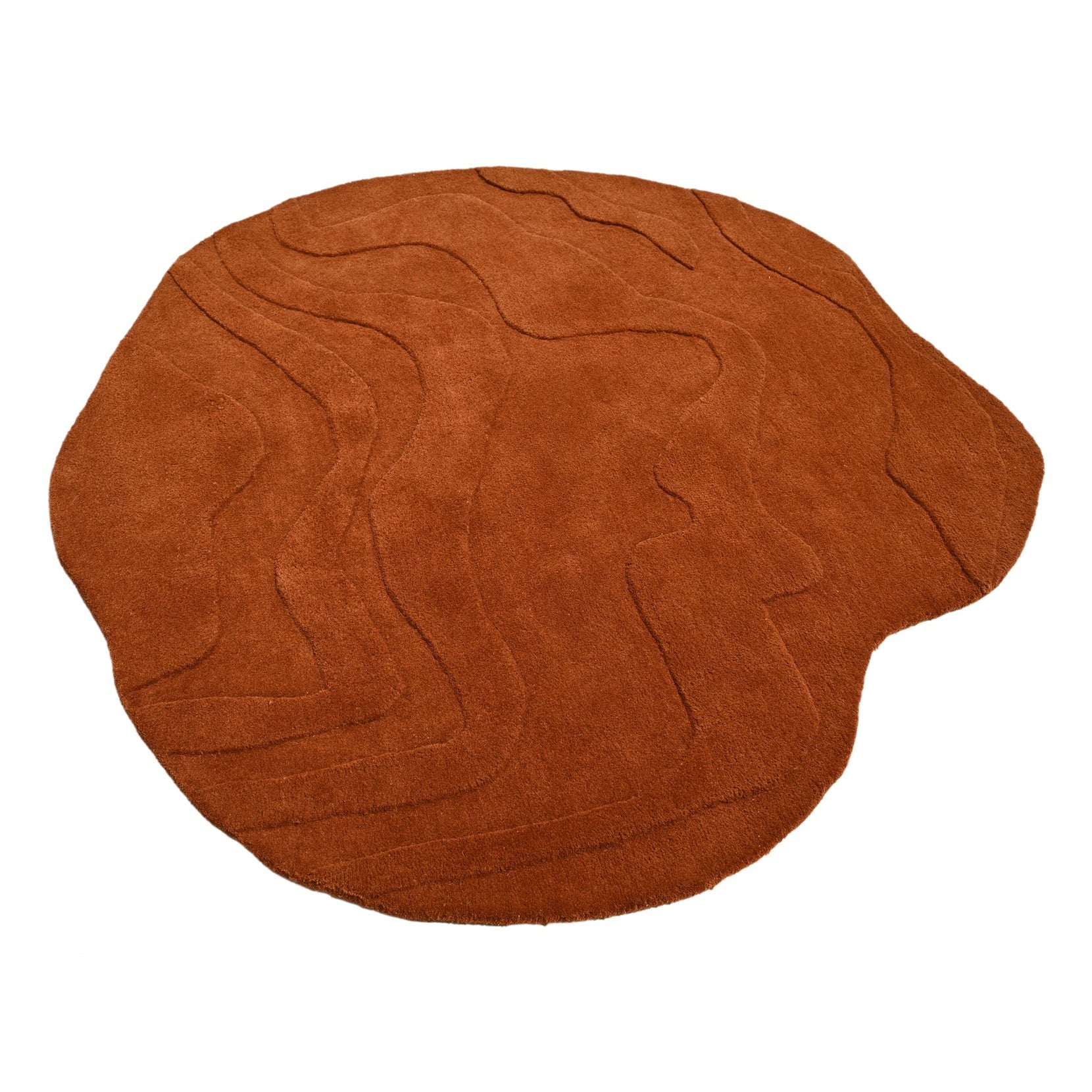 Terrain Round Rust Handmade Rug | Textured Beauty, Unique Shape – The ...