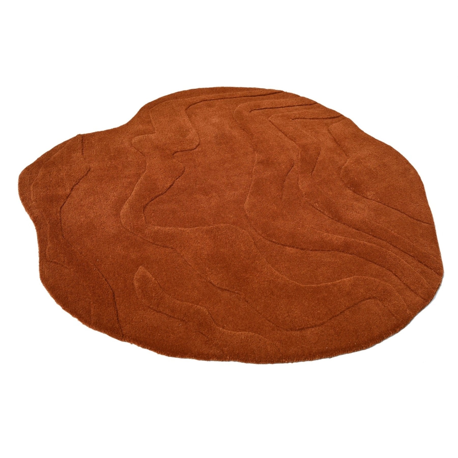 Terrain Round Rust Handmade Rug | Textured Beauty, Unique Shape – The ...