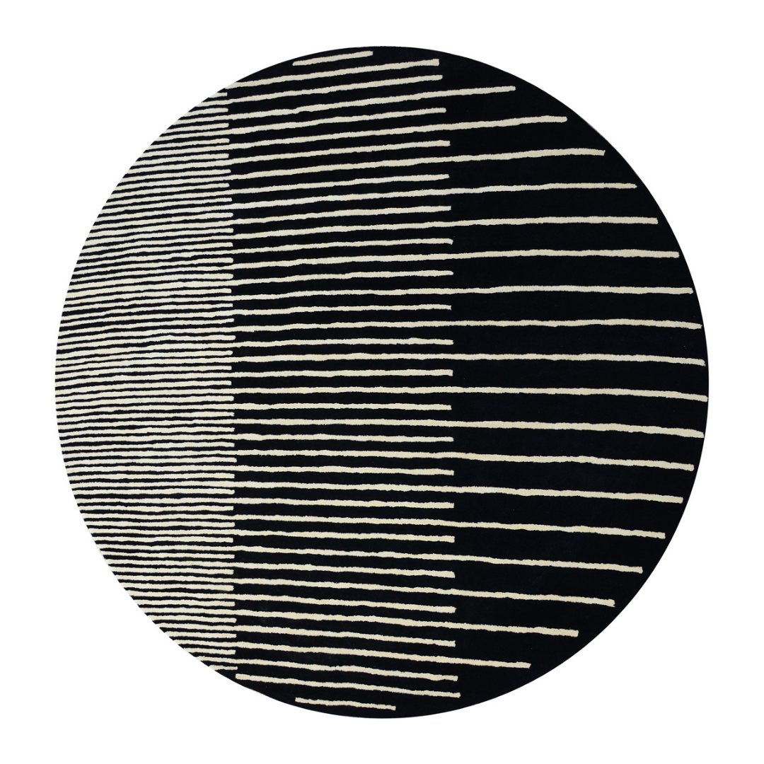 Zarina Round Black White Handmade Rug - The Rugs Story