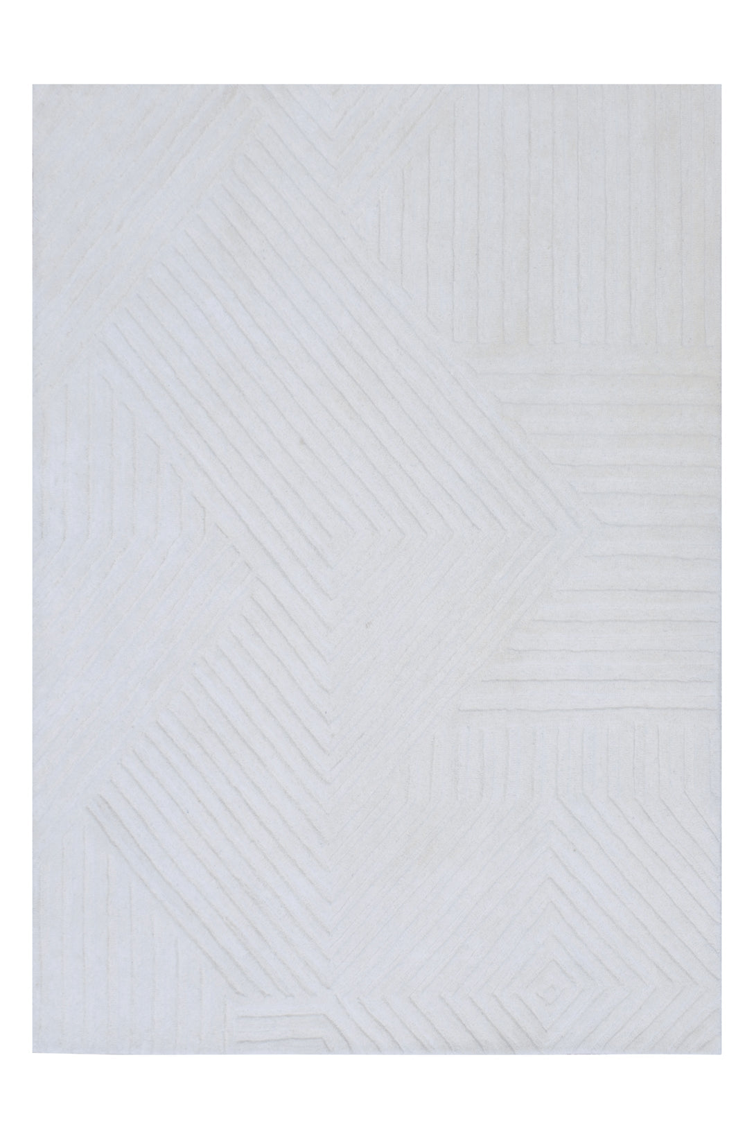Embossed White Wool Handmade Rug - The Rugs Story