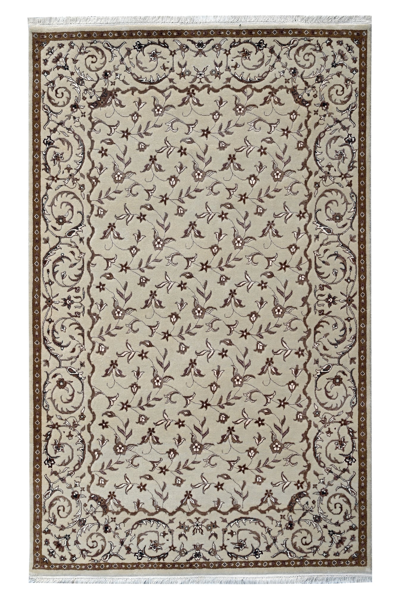 Floral Beige HandKnotted Rug - The Rugs Story
