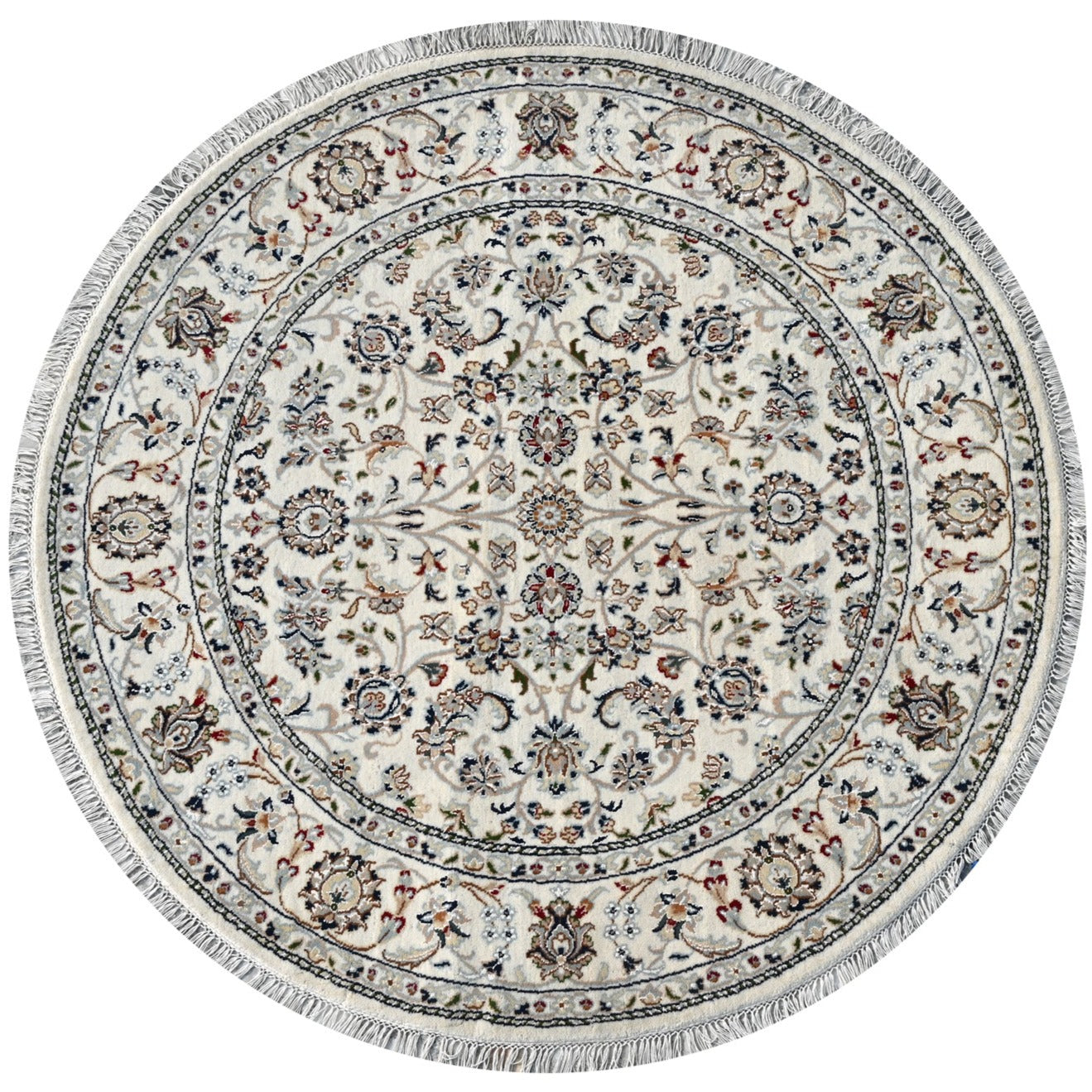 Nain Round 02 White HandKnotted Rug - The Revival Project - The Rugs Story