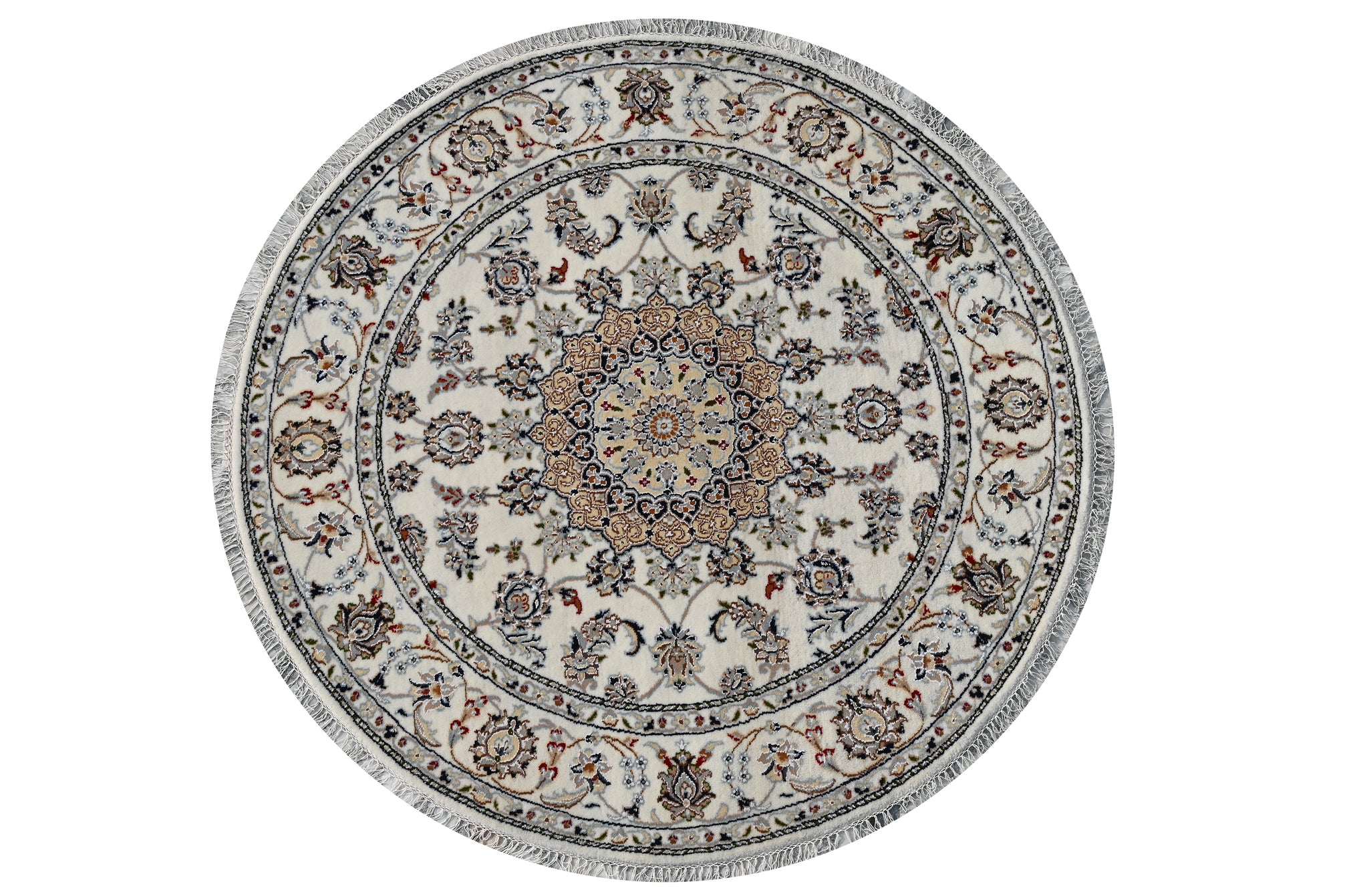 Nain Round White HandKnotted Rug - The Revival Project - The Rugs Story