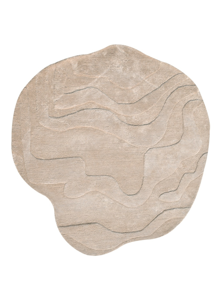 Terrain Round Beige Viscose Handmade Rug - The Rugs Story