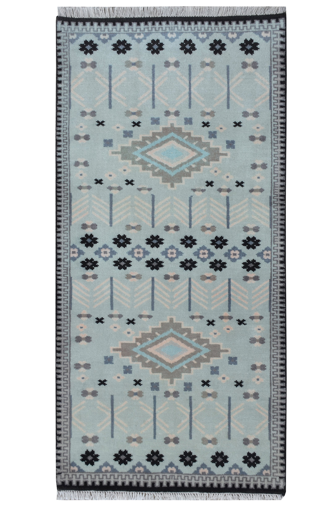 Mavi Blue Handknotted Runner Rug - The Rugs Story