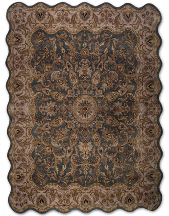 Traditional Green Wool Handknotted Rug