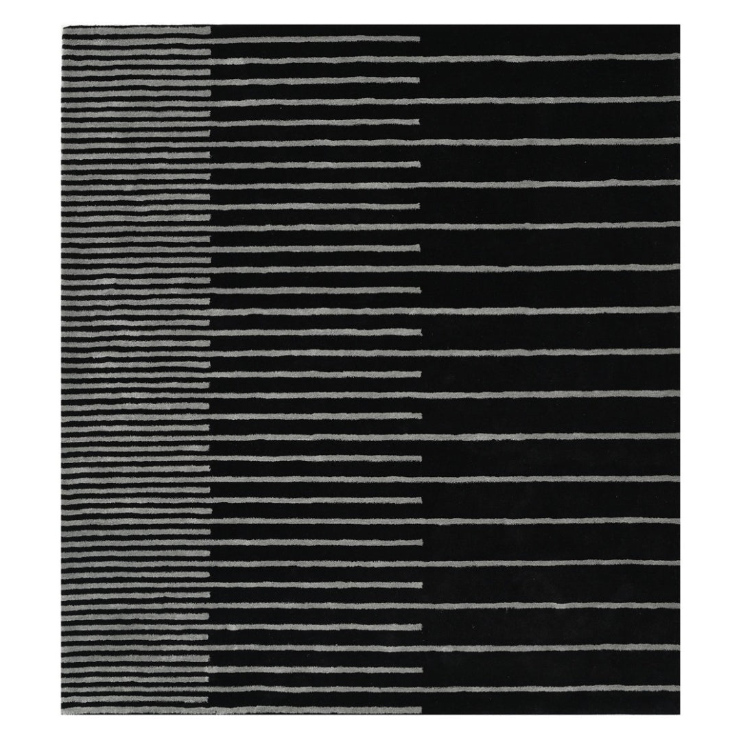 Zarina Square Black Grey Handmade Rugrugs