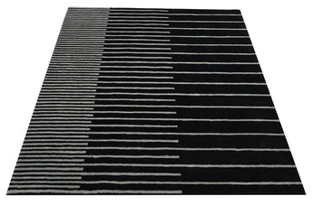 Zarina Square Black Grey Handmade Rugrugs